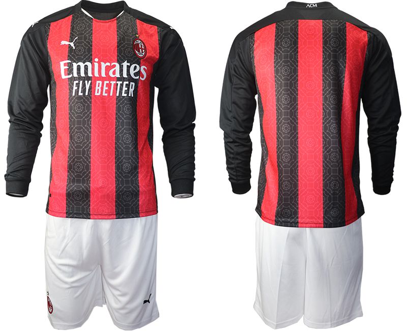 Men 2020-2021 club AC milan home long sleeve red Soccer Jerseys->customized soccer jersey->Custom Jersey